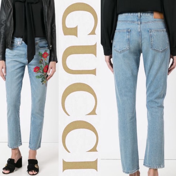 Gucci Denim - New !! floral print high rise jeans💕